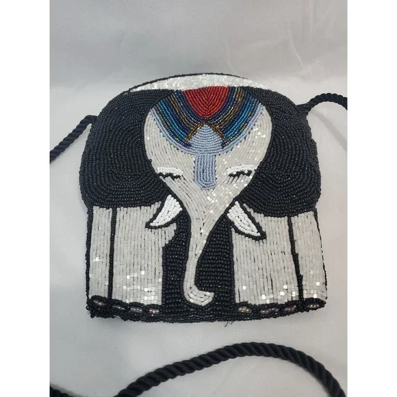 Beaded Evening Bag Purse Elephant Design Excellent Condition - Picture 2 of 8